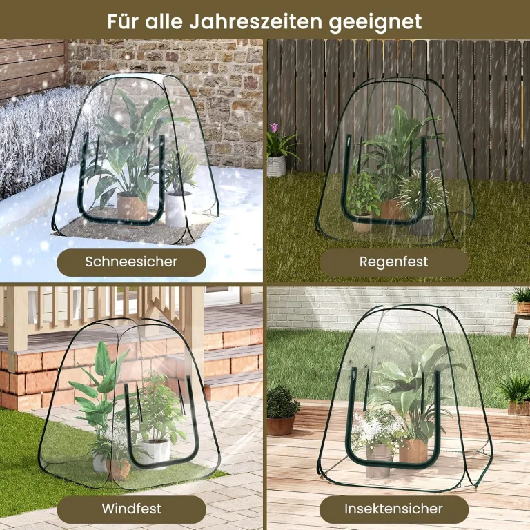 WOLTU Pop-up Mini-Gewächshaus, aus wasserdichtem PVC-Material, Feuchtigkeit im Sommer und Wärme im Winter aufrechterhalten, innen und außen verwendbar, 70 x 70 x 80 cm, transparent – Bild 5