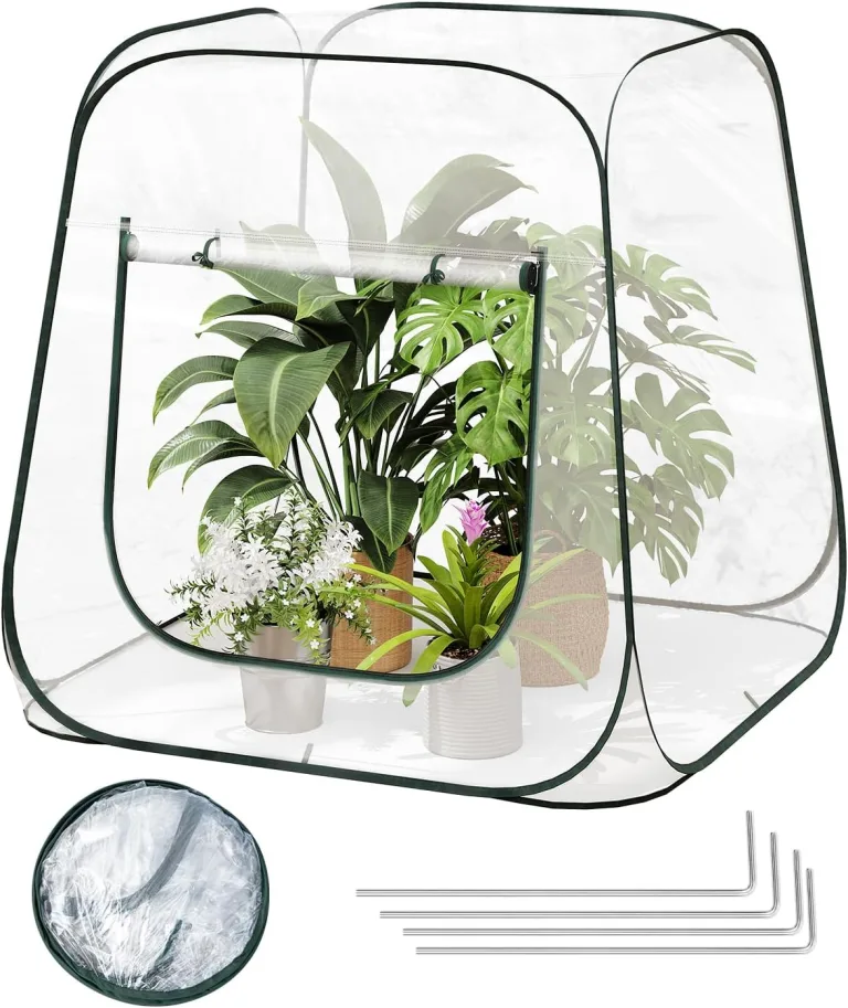 WOLTU Pop-up Mini-Gewächshaus, aus wasserdichtem PVC-Material, Feuchtigkeit im Sommer und Wärme im Winter aufrechterhalten, innen und außen verwendbar, 100 x 100 x 97 cm, transparent – Bild 1