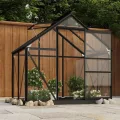 Gewächshaus im Garten Glas Anthrazit 155x103x191 cm Aluminium Gewächshaus Klein Frostschutz Pflanzen Winterschutz Gemüsehaus Treibhaus Gerätehaus Tomatenhaus UV-beständig&Wärmegedämmt - Thumbnail 2