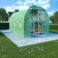 Gewächshaus im Garten Grün 6,86 m² 3,43x2x2 m Gewächshaus Frostschutz Pflanzen Winterschutz Gemüsehaus Treibhaus Winterfest Gerätehaus Tomaten Gewächshaus mit 6 Seitenfenstern und 1 Tür - Thumbnail 1