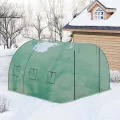 WOLTU Gewächshaus, Foliengewächshaus für Aufzucht Tomaten, Tomatenhaus Winterfest mit Tür 6 Fenstern, aus Stahlrohr PE, 300 x 300 x 200 cm, Grün - Thumbnail 5