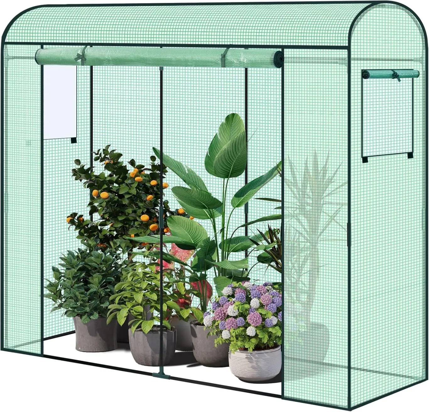 WOLTU Gewächshaus, Foliengewächshaus Winterfest für Aufzucht Tomaten Gemüse Blumen, Tomatenhaus mit Tür 2 Fenstern, aus Stahlrohr PE, 200 x 170 x 68 cm, Grün - Bild 1