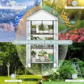 WOLTU Gewächshaus mit Rollen, Foliengewächshaus mit 4 Regalen, halbtransparentes Tomatengewächshaus mit aufrollbarer Tür, Winterschutz für Pflanzen, für Balkon Terrasse Garten, 70x50x131 cm, Weiß - Thumbnail 4
