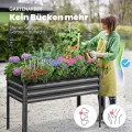 KING BIRD Hochbeet aus Metall, Frühbeet Bausatz Pflanzenbeet Pflanzkasten Blumenbett für Garten, Terrasse, Balkon, 181 kg Tragkraft, grau,120 x 60 x 80 cm - Thumbnail 8