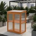 Mucola Gewächshaus Holz Treibhaus Pflanzenhaus mit 2 Türen Anzuchthaus | klappbarer Deckel | Zuchtschrank Pflanzenzucht Ganzjährige Pflanze Garten Balkon Schrank - Thumbnail 3