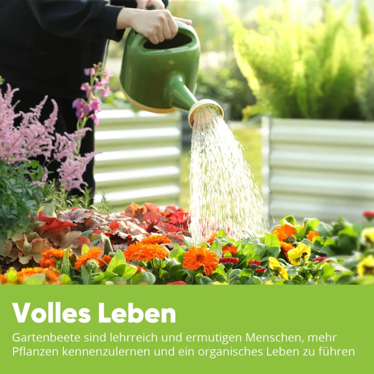Quictent Hochbeet Pflanzkasten aus Metall, 180 x 90 x 62cm Kräuterbeet ohne Boden für Garten, Freistehendes Gemüsebeet mit Tomatenkäfigen,Grau – Bild 7