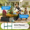 Quictent Hochbeet Metall Pflanzbeet,Frühbeet Ohne Boden für Garten,Gartenbeet 180 x 90 x 30cm,Frühbeet Pflanzkübel mit Tomatenkäfigen,Grau - Thumbnail 3