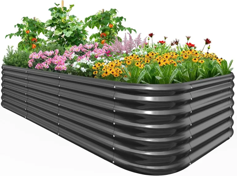 Quictent Hochbeet Metall 240x120x45cm,Wetterfestes Extragroße Pflanzenbeet,Gemüsebeet Pflanzkasten Frühbeet,100% rostfreies Hochbeete-Kit, Gartenbeet für Garten,Grau – Bild 8