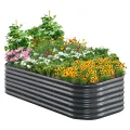Quictent Hochbeet Metall 240x120x45cm,Wetterfestes Extragroße Pflanzenbeet,Gemüsebeet Pflanzkasten Frühbeet,100% rostfreies Hochbeete-Kit, Gartenbeet für Garten,Grau - Thumbnail 7