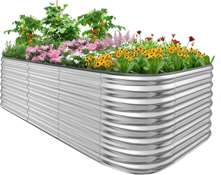 Quictent Hochbeet 180x90x45cm Oval, Pflanzkasten aus Metall,Gemüsebeet für Garten, steckbar & stapelbar Pflanzenbeet für Aussenbereich,Grau – Bild 9