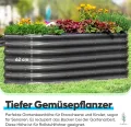 Quictent Hochbeet 180x90x45cm Oval, Pflanzkasten aus Metall,Gemüsebeet für Garten, steckbar & stapelbar Pflanzenbeet für Aussenbereich,Grau - Thumbnail 5