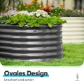 Quictent Hochbeet 180x90x45cm Oval, Pflanzkasten aus Metall,Gemüsebeet für Garten, steckbar & stapelbar Pflanzenbeet für Aussenbereich,Grau - Thumbnail 6