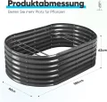 Quictent Hochbeet 180x90x45cm Oval, Pflanzkasten aus Metall,Gemüsebeet für Garten, steckbar & stapelbar Pflanzenbeet für Aussenbereich,Grau - Thumbnail 8