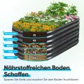Quictent Hochbeet 180x90x45cm Oval, Pflanzkasten aus Metall,Gemüsebeet für Garten, steckbar & stapelbar Pflanzenbeet für Aussenbereich,Grau - Thumbnail 3