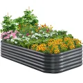 Quictent Hochbeet Metall Pflanzbeet, Stabiles Frühbeet Ohne Boden, Gartenbeet 240×120×62 cm, Extragroße Pflanzkasten für Balkon & Garten, Garu - Thumbnail 9