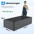 Quictent Hochbeet Metall 240x120x62cm, Wetterfestes Erhöhte Extragroße Pflanzenbeet, Gemüsebeet Pflanzkasten Frühbeet mit Tomatenkäfigen, Gartenbeet für Garten,Grau - Thumbnail 4