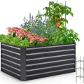 Quictent Hochbeet Metall 120 x 90 x 56cm, Kräuterbeet ohne Boden für Garten, Gemüsebeet Pflanzkasten Frühbeet mit Tomatenkäfigen,Grau - Thumbnail 1