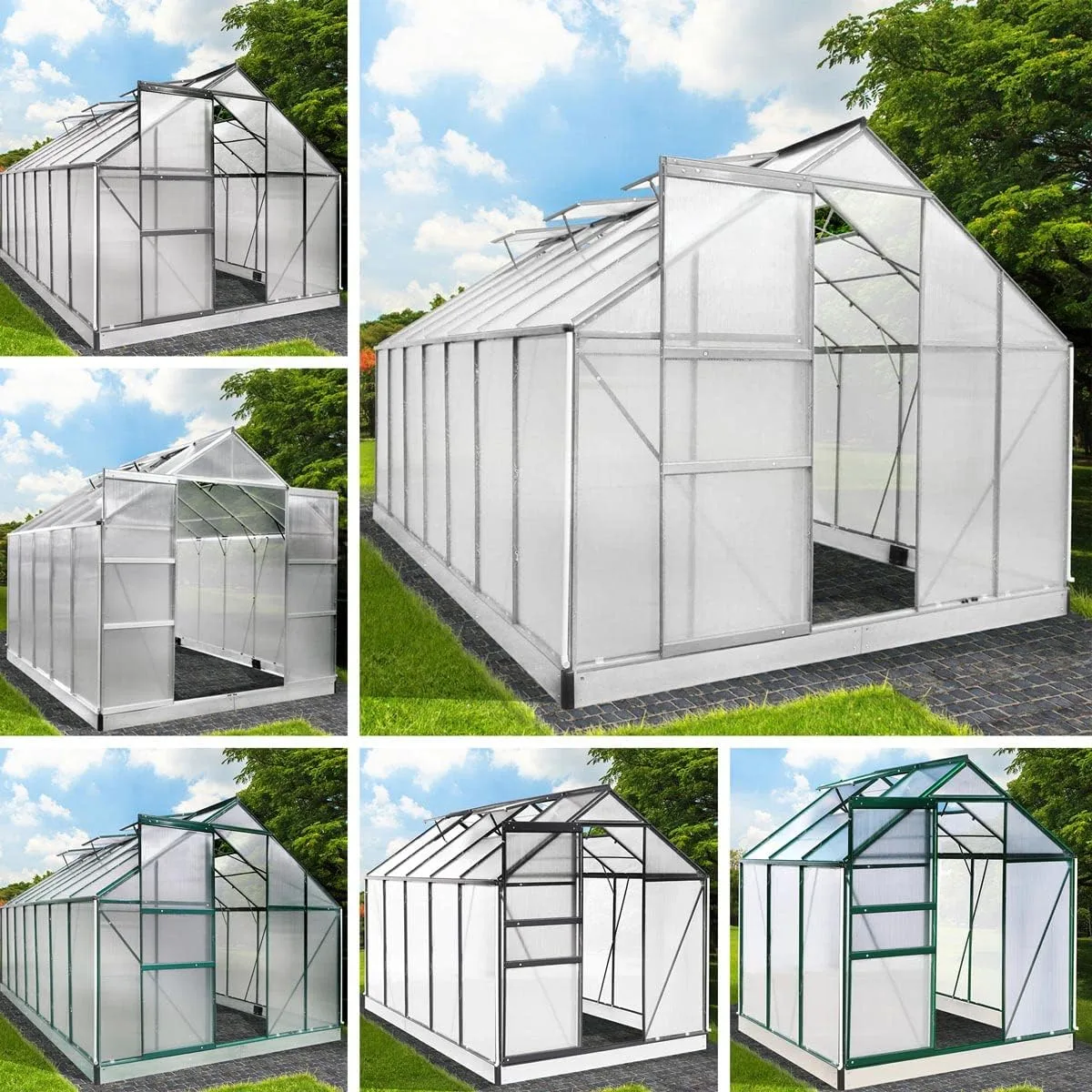 BRAST Gewächshaus Aluminium mit Fundament | 42 Modelle | 130x190x195cm - 490x250x235cm | TÜV geprüft | 6mm Hohlkammerplatten | rostfrei wetterfest temperaturbeständig | 430x250x235cm Grau - Bild 1