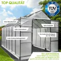 BRAST Gewächshaus Aluminium mit Fundament | 42 Modelle | 130x190x195cm - 490x250x235cm | TÜV geprüft | 6mm Hohlkammerplatten | rostfrei wetterfest temperaturbeständig | 430x250x235cm Grau - Thumbnail 4