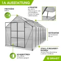BRAST Gewächshaus Aluminium mit Fundament | 42 Modelle | 130x190x195cm - 490x250x235cm | TÜV geprüft | 6mm Hohlkammerplatten | rostfrei wetterfest temperaturbeständig | 430x250x235cm Grau - Thumbnail 7