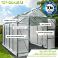 BRAST Gewächshaus Aluminium mit Fundament | 42 Modelle | 130x190x195cm - 490x250x235cm | TÜV geprüft | 6mm Hohlkammerplatten | rostfrei wetterfest temperaturbeständig | 310x250x235cm Grün - Thumbnail 4