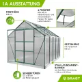 BRAST Gewächshaus Aluminium mit Fundament | 42 Modelle | 130x190x195cm - 490x250x235cm | TÜV geprüft | 6mm Hohlkammerplatten | rostfrei wetterfest temperaturbeständig | 310x250x235cm Grün - Thumbnail 7