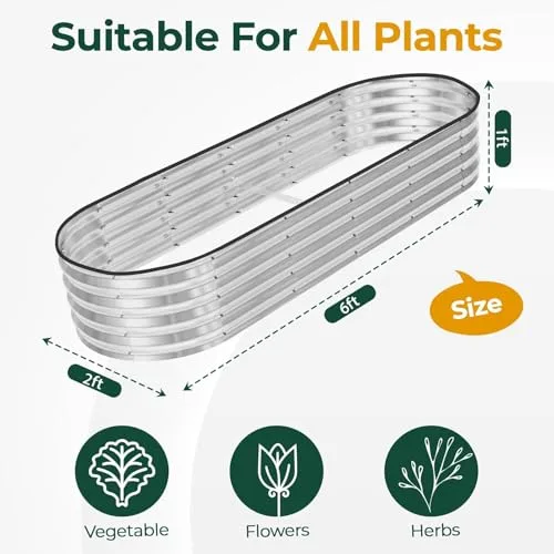 HEYOUTH Hochbeet Metall,Hochbeete für Garten aus Verzinktem Stahl,Hochbeete-kit,Einfacher Aufbau,Modernes Design,Pflanzkasten für Garten,für Gemüse Kräuter Blumen Gartenbeet Gemüsebeet (180*60*30CM) – Bild 9