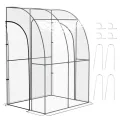 Outsunny Anbau-Garten-Gewächshaus, Balkongewächshaus, verstärkte Abdeckplane aus PVC, Gestell aus Stahl, 2 aufrollbare Reißverschlusstüren, für Gemüse, Blumen, drinnen und draußen, 143 x 118 x 212 cm, - Thumbnail 10