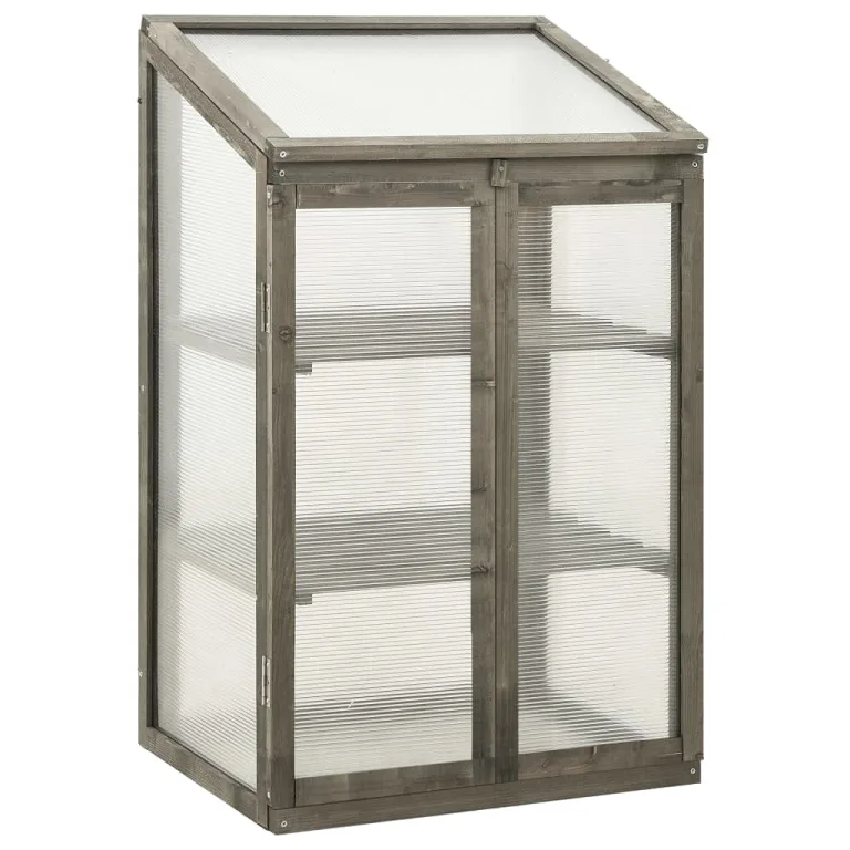 3 stufiges Frühbeet aus Holz, Mini Gewächshaus mit 2 Regalen & 2 Türen, Frühbettkasten Pflanzenhaus Pflanzschrank Pflanzenschrank Aufzuchtschrank für Garten & Balkon, 60x45x100 cm – Bild 8