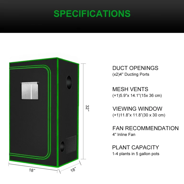 Kleines Wachstumszelt für Aerogarden, 45,7 x 45,7 x 91,4 cm, Hydrokultur-Anzuchtsystem, stark reflektierendes 600D-Diamant-Mylar-Leinwand mit Belüftungsfenster und Bodenwanne für – Bild 6