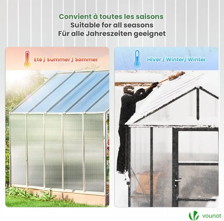 VOUNOT® 14x Doppelstegplatten 4mm aus Polycarbonat, klar & zuschneidbar, UV-beständig & bruchsicher, Hohlkammerplatten 60,5x121cm (10,3m²) für Gewächshaus, Carport & Überdachung – Bild 7