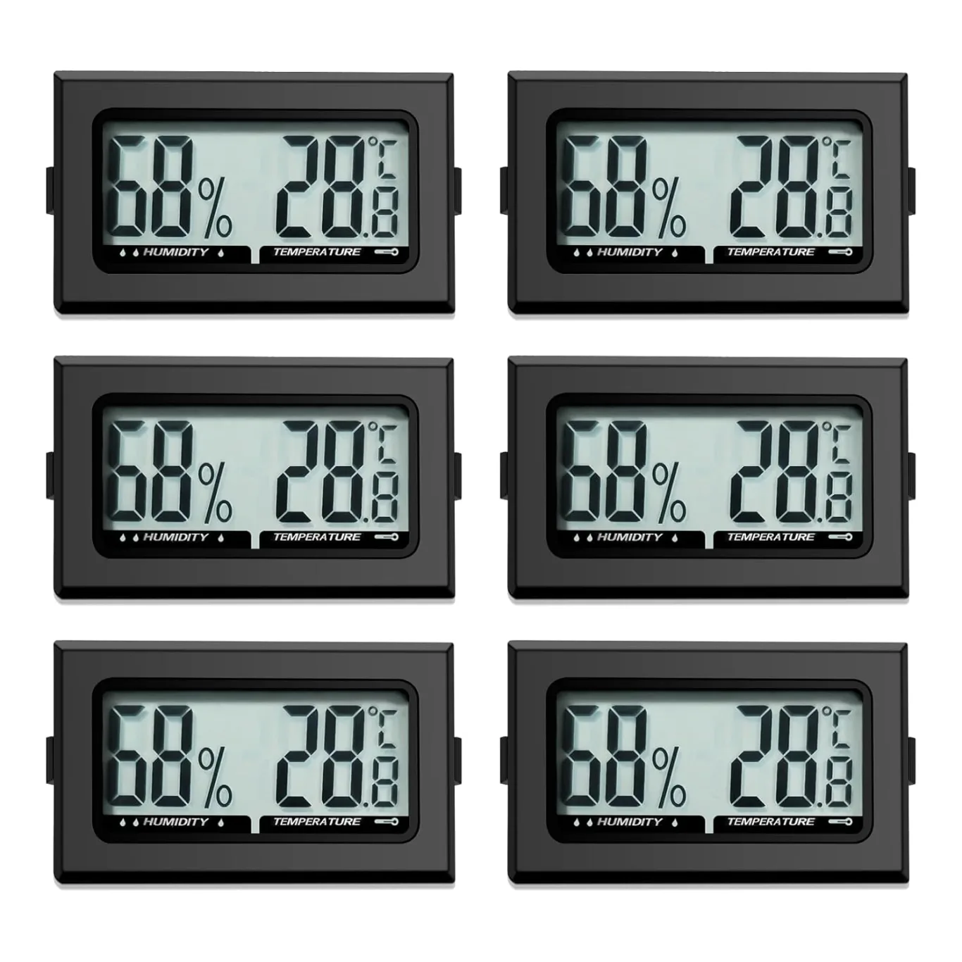 Digital Thermometer Innen Hygrometer Mini Hygrometer Thermometer Innen Reptilien Digitaler Hygrometer, für Büro, Küche, LCD-Thermometer Inkubator, Thermometer Gewächshaus (6) - Bild 1