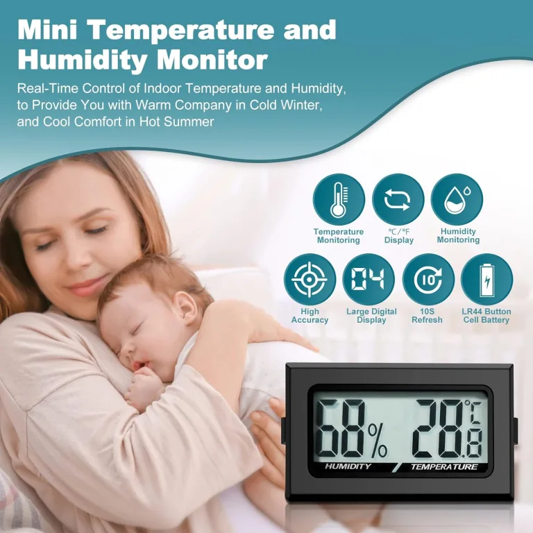 Digital Thermometer Innen Hygrometer Mini Hygrometer Thermometer Innen Reptilien Digitaler Hygrometer, für Büro, Küche, LCD-Thermometer Inkubator, Thermometer Gewächshaus (6) – Bild 2