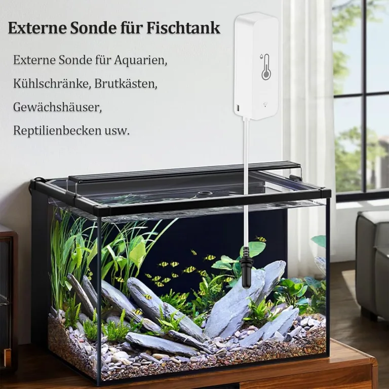 2 Pack WiFi Hygrometer Thermometer Sensor, Thermometer Innen Mit Externem Sensor und App Alert, Mini für Gewächshaus, Aquarium, Kühlschrank, ReptilienTerrarium, Kompatibel Alexa/Google Home – Bild 2