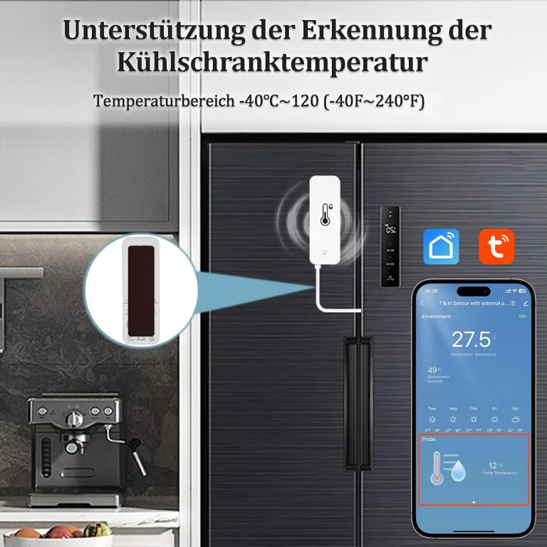 2 Pack WiFi Hygrometer Thermometer Sensor, Thermometer Innen Mit Externem Sensor und App Alert, Mini für Gewächshaus, Aquarium, Kühlschrank, ReptilienTerrarium, Kompatibel Alexa/Google Home – Bild 3
