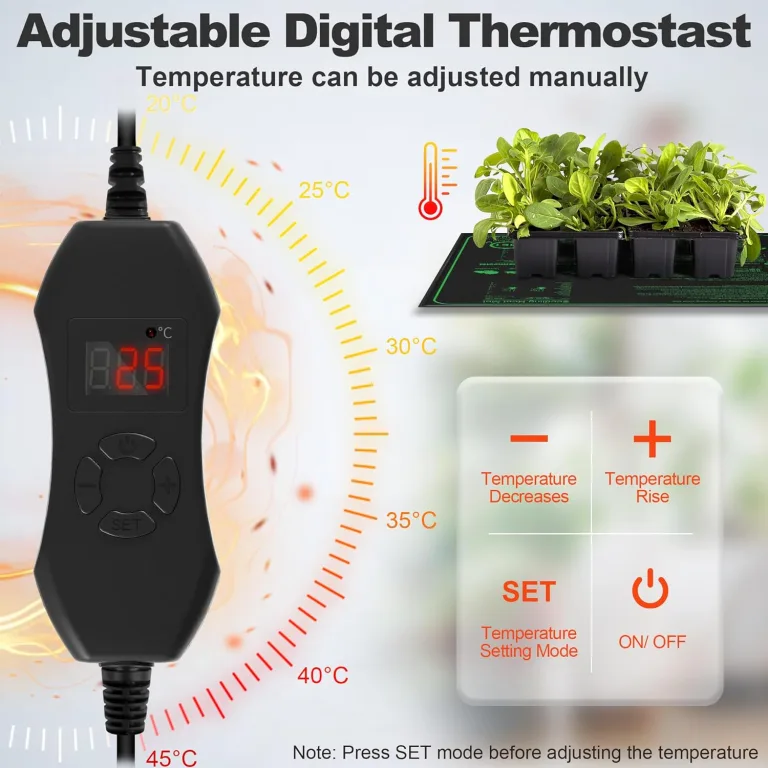 70W Heizmatte Pflanzen mit Thermostat - Schnelle Erwärmung, Feuerschutz, Wärmematte zur Keimung und Temperatur-Regulierung, ideal für Sämlinge, Haustiere und Reptilien (70W - 1er Pack) – Bild 5