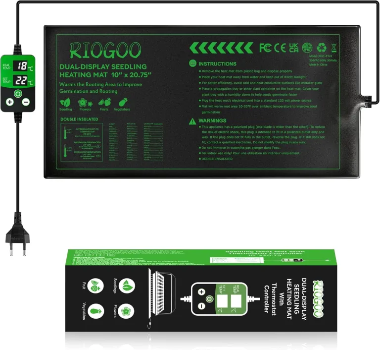 RIOGOO Heizmatte für Setzlinge mit digitalem Thermostatregler, 10 x 20,75 Zoll, 30 W Heizkissen für Saatgutstart, Keimung, Hydrokultur, Brauen, Züchtung, Gewächshäuser – Bild 1