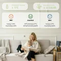 NOKLEAD Thermometer Luftfeuchtigkeitsmesser im Inneren Mini-Hygrometer Monitor Raumtemperaturmessgerät mit Gesichtssymbol Komfortanzeige ℃/℉-Schalter für Babyzimmer,Gewächshaus,Büro(Grün,4,5cm) - Thumbnail 4