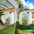 Ohuhu Pop Up Gewächshaus Tomaten Foliengewächshaus Stabil mit PE-Abdeckung und Fernster, Begehbarer Gewächshaus Gewächshaus Klein Winterfest Tomatenhaus für Optimales Pflanzenwachstum Weiß - Thumbnail 7