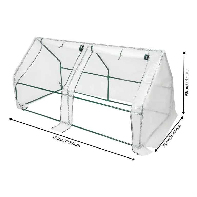 Foliengewächshaus Tomatengewächshaus Kleines Gewächshaus Winterschutz 180*90*90cm mit Aufrollbare Tür, Anzucht Gewächshaus für Tomaten & Pflanzen – Bild 4