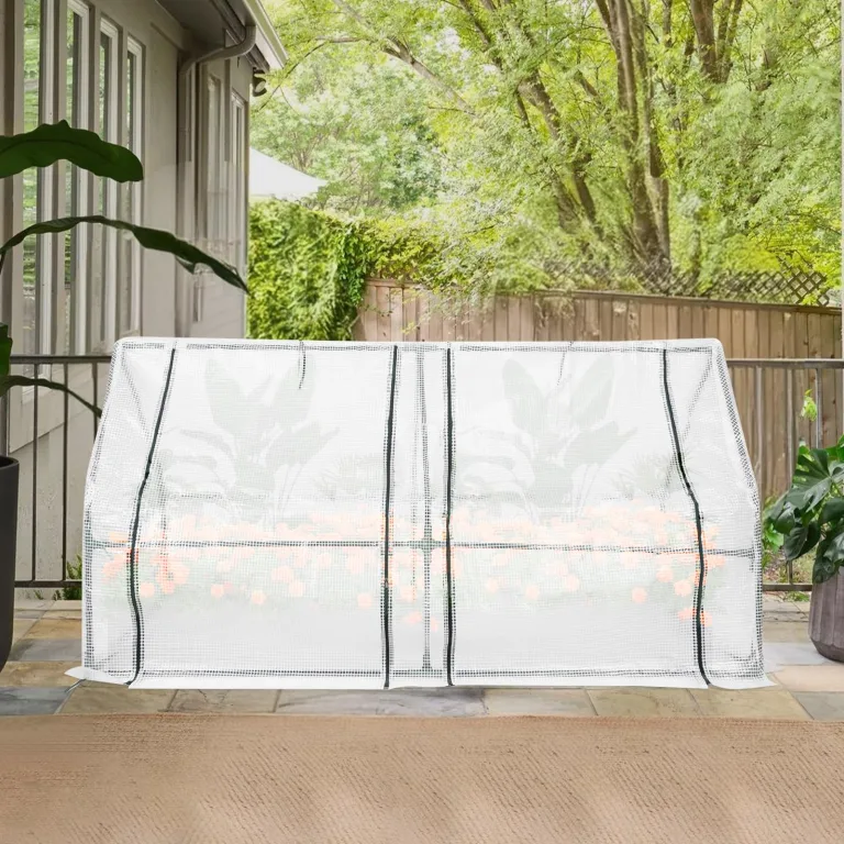 Foliengewächshaus Tomatengewächshaus Kleines Gewächshaus Winterschutz 180*90*90cm mit Aufrollbare Tür, Anzucht Gewächshaus für Tomaten & Pflanzen – Bild 7
