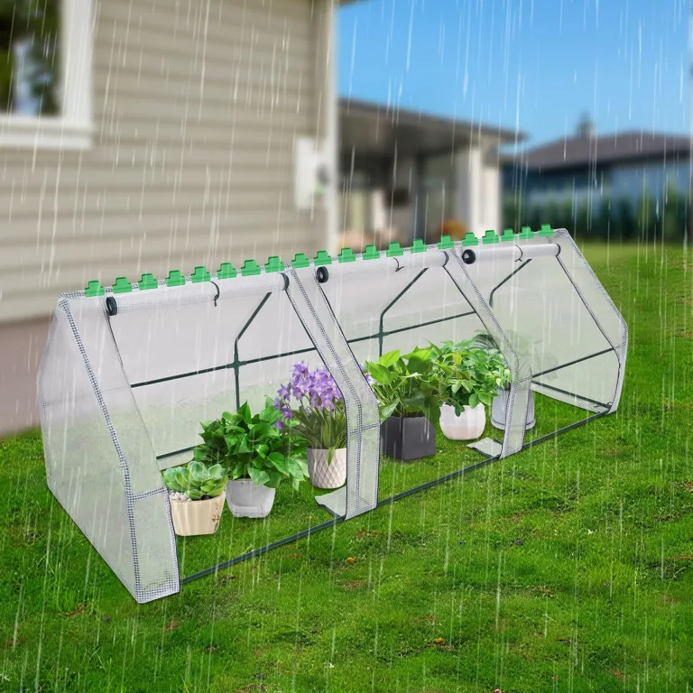 Foliengewächshaus, Kleines Gewächshaus Tomatengewächshaus Winterschutz 270*90*90cm, mit Aufrollbaren Fenstern, Anzucht Gewächshaus für Tomaten & Pflanzen – Bild 3