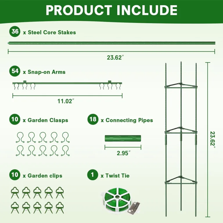 6 Stück Tomaten Rankhilfe 120 cm Höhe Tomate Rankhilfe im Set mit Twist Tie und clips Rankhilfe für Rosen Tomate Kletterpflanzen metall Pflanzenhalter für Tomate, Gurken, Rosen, Garten (Grün) – Bild 4