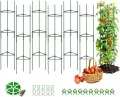 6 Stück Tomaten Rankhilfe 120 cm Höhe Tomate Rankhilfe im Set mit Twist Tie und clips Rankhilfe für Rosen Tomate Kletterpflanzen metall Pflanzenhalter für Tomate, Gurken, Rosen, Garten (Grün) - Thumbnail 1