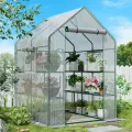 SPECILITE Begehbares Gewächshaus, 142 x 214 x 190 cm, robustes kleines Pflanzenhaus mit dicker PE-Abdeckung und Stahlrahmen, für Garten, Außen, Innenbereich, Grün - Thumbnail 8