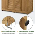 M MCombo Gartenschrank Gartenhaus Holz Wetterfest, Geräteschrank Holzschrank Outdoor Wasserdicht Begehbar, für Außenbereich Balkon Terrasse, Gerätehaus mit 6 Feste Regale 74×143×200 cm (Natur) - Thumbnail 6
