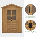 M MCombo Gartenschrank Gartenhaus Holz Wetterfest, Geräteschrank Holzschrank Outdoor Wasserdicht Begehbar, für Außenbereich Balkon Terrasse, Gerätehaus mit 6 Feste Regale 74×143×200 cm (Natur) - Thumbnail 7