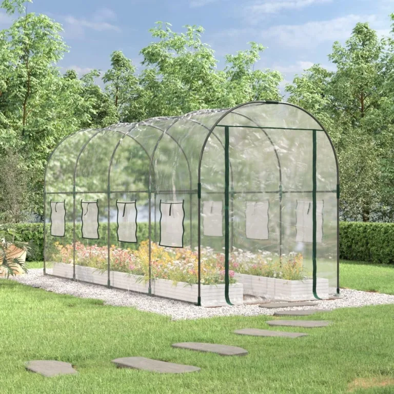 Gewächshaus Transparent 160x400x190 cm PVC & Stahl, Frühbeet, Tomatenhaus, Treibhaus, Greenhouse, Garten Zubehör – Bild 1
