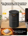 QEXREED Heizlüfter, 1500W, PTC Heizlüfter Energiesparend mit ECO Modus, 4 Heizmodi, Breeze Modus, Thermostat, 24H Timer, Fernbedienung, Überhitzungs- & Kippschutz, Tragbar & Leise, für Zuhause, Büro - Thumbnail 5