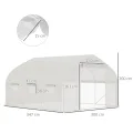 Outsunny Tunnelgewächshaus, 10,4 m², Gartenhaus, UV-beständig, Rolltür mit Reißverschluss, Fenster aus Mesh, verzinktes Stahlrohr und PE 140g/㎡, 350 x 300 x 200 cm, weiß - Thumbnail 7